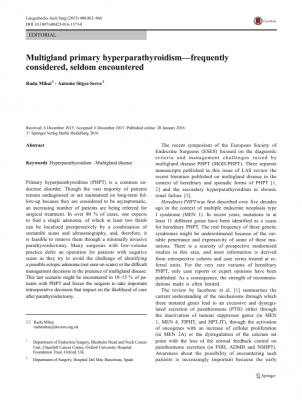Multigland primary hyperparathyroidism - frequently considered, seldom encountered