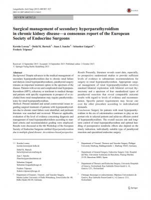 Surgical management of secondary hyperparathyroidism in chronic kidney disease - a consensus report of the European Society of Endocrine Surgeons