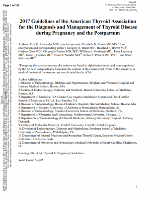 2017 Guidelines of the American Thyroid Association for the Diagnosis and Management of Thyroid Disease during Pregnancy and the Postpartum